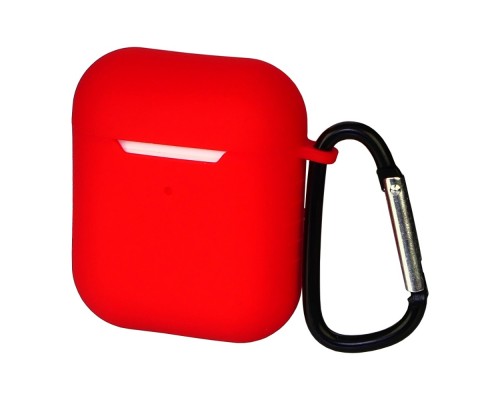 Чехол силиконовый с карабином для Apple AirPods/ AirPods 2 цвет 06 красный