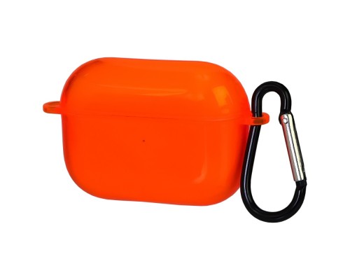 Чехол силиконовый Clear Neon с карабином для Apple AirPods Pro цвет 08 оранжевый