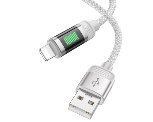 Кабель Hoco U126 с индикатором USB to Lightning 1.2m grey