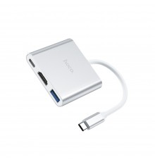 Мультиадаптер хаб Hoco HB14 3в1 Type-C to USB 3.0 (F)/ HDMI (F)/ Type-C (F) PD 60W 0.1m