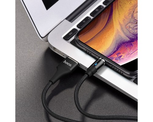 Кабель Hoco U76 магнитный с индикатором USB to Lightning 1.2m черный