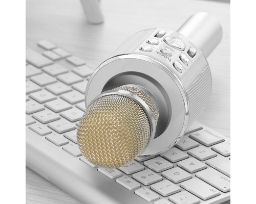 Беспроводной караоке микрофон с колонкой Hoco BK3 серебристый