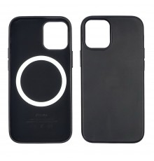 Чехол Leather Case with MagSafe для Apple iPhone 12/ 12 Pro 01 чёрный
