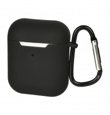 Чехол силиконовый с карабином для Apple AirPods/ AirPods 2 цвет 01 чёрный