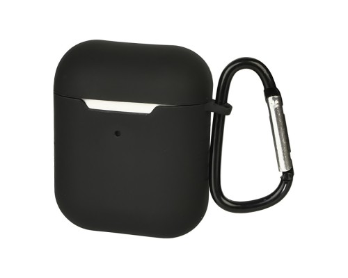 Чехол силиконовый с карабином для Apple AirPods/ AirPods 2 цвет 01 чёрный