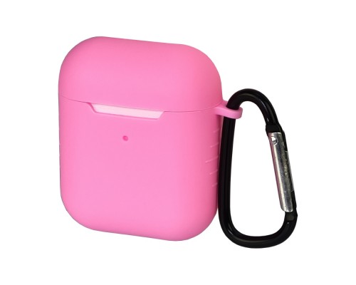 Чехол силиконовый с карабином для Apple AirPods/ AirPods 2 цвет 07 светло-розовый