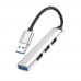 Мультиадаптер хаб Hoco HB26 4в1 USB to USB 3.0 (F)/ 3 USB 2.0 (F) 0.13m серебристый