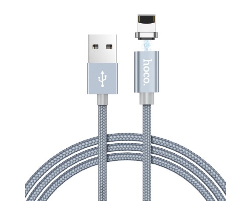 Кабель Hoco U40A магнитный USB to Lightning 1m серебристый
