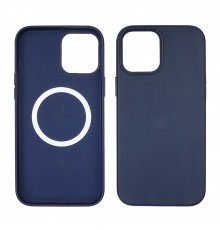 Чехол Leather Case with MagSafe для Apple iPhone 12/ 12 Pro 03 тёмно-синий