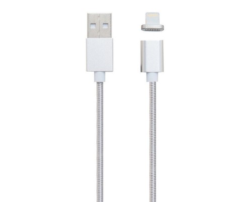 USB кабель магнитный Clip-On с индикатором Lightning 1m серебристый