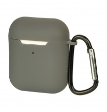 Чехол силиконовый с карабином для Apple AirPods/ AirPods 2 цвет 02 серый
