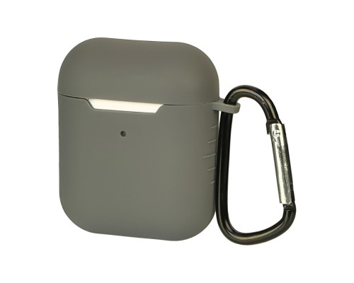 Чехол силиконовый с карабином для Apple AirPods/ AirPods 2 цвет 02 серый
