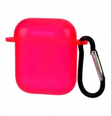 Чехол силиконовый Clear Neon с карабином для Apple AirPods/ AirPods 2 цвет 06 розовый