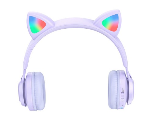 Беспроводные накладные наушники Hoco W39 Cat ear фиолетовые