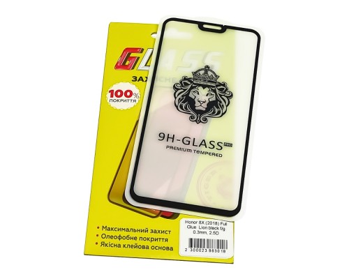 Защитное стекло для Huawei Honor 8X (2018) Full Glue Lion (0.3 мм, 2.5D, чёрное)