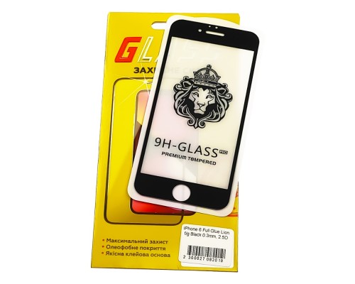 Защитное стекло для Apple iPhone 6 Full Glue Lion (0.3 мм, 2.5D, чёрное)