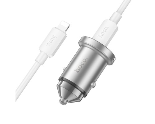 Автомобильное зарядное устройство Hoco NZ10 USB/ Type-C PD 45W серебристый + кабель Type-C to Lightning