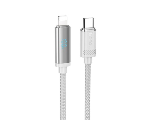 Кабель Hoco U127 с дисплеем Type-C to Lightning PD 27W 1.2m silver gray