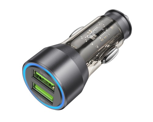 Автомобильное зарядное устройство Hoco NZ12 2 USB QC 36W transparent black